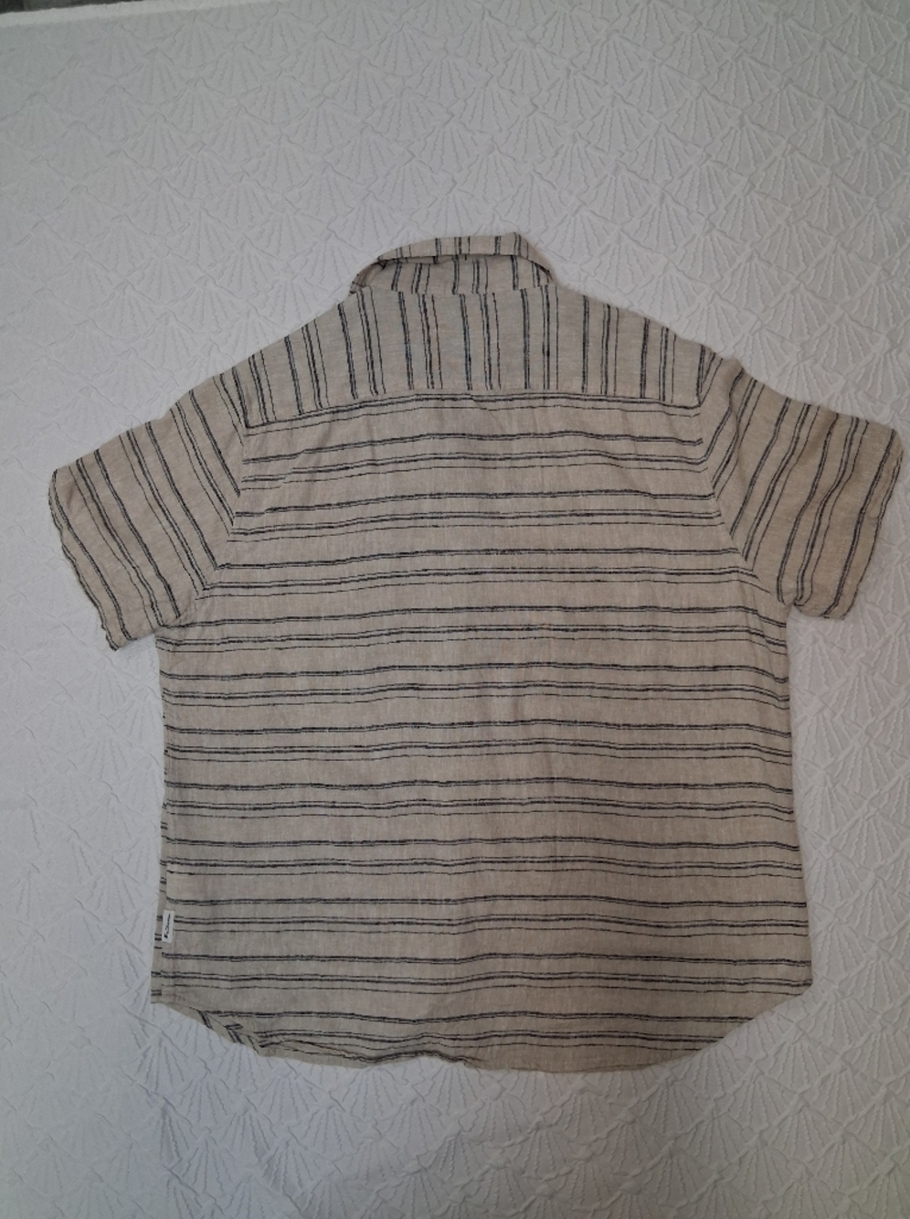 Ben Sherman Club Room Beige Short-Sleeve Button-Down with Navy Stripes - Picture 12 of 17